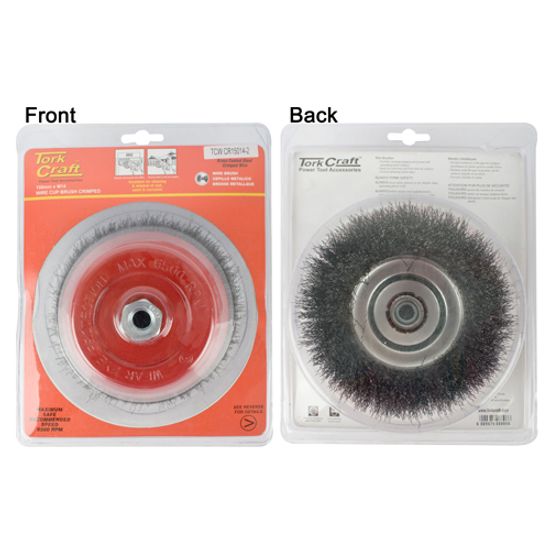 Wire Cup Brush Crimped Plain 150mmxm14 Blister